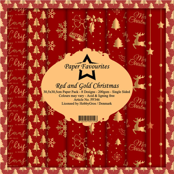 Paper Favourites Red and Gold Christmas 12x12 Inch Paper Pack