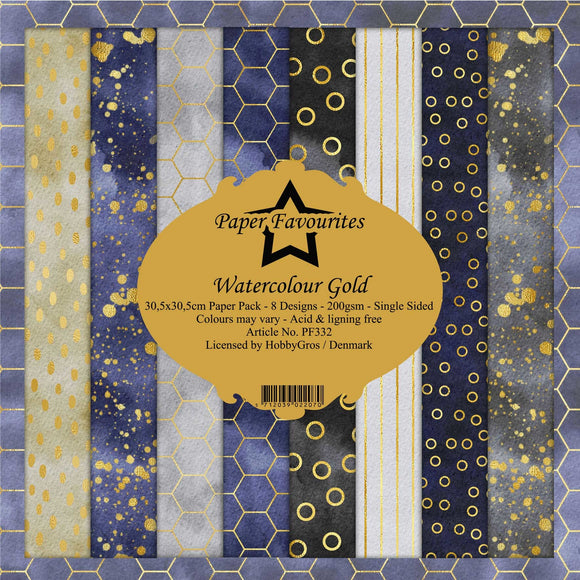 Paper Favourites Watercolour Gold 12x12 Inch Paper Pack (PF332)