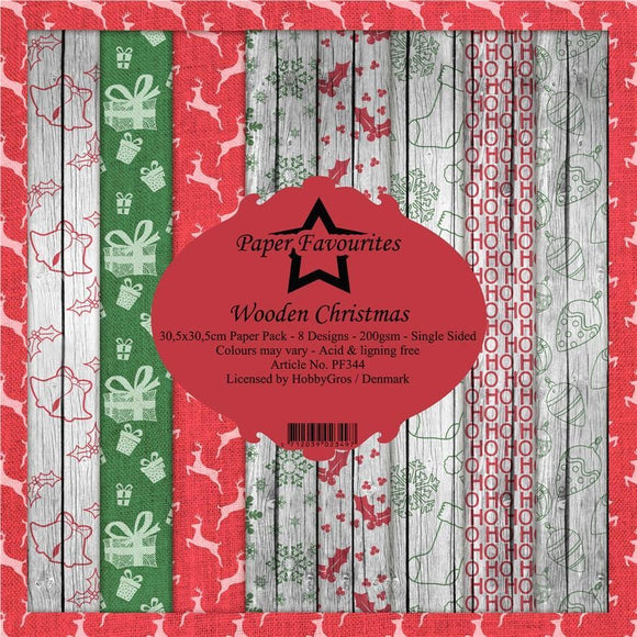 Paper Favourites Wooden Christmas 12x12 Inch Paper Pack