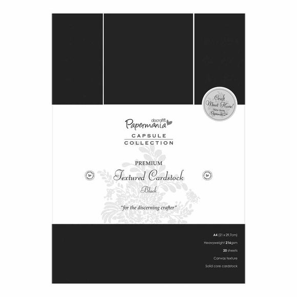 Papermania A4 Premium Cardstock Textured Black (20pcs)