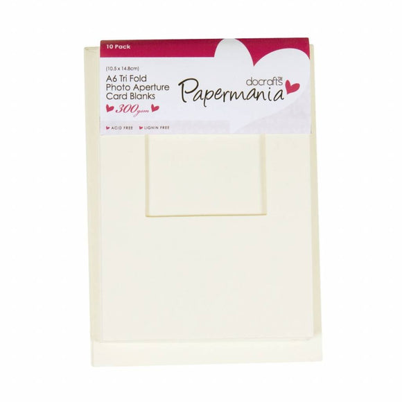 Papermania Aperture Cards & Envelopes Tri Fold Window A6 Cream (10pk)