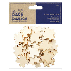 Papermania Bare Basics Wooden Jigsaw Puzzle Pieces (36pcs)
