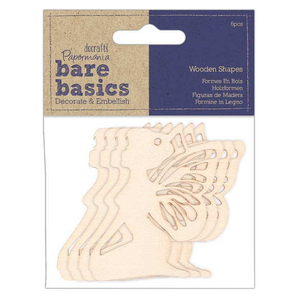 Papermania Bare Basics Wooden Shapes Fairies (6pcs)