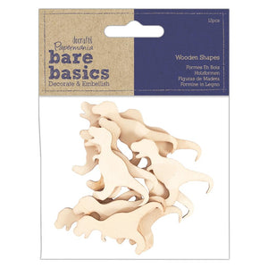 Papermania Bare Basics Wooden Shapes T Rex (12pcs)