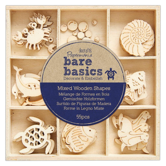 Papermania Bare Basics Wooden Shapes Under the sea (45pcs)