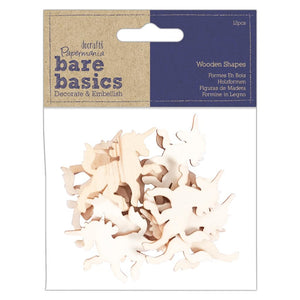 Papermania Bare Basics Wooden Shapes Unicorns (12pcs)