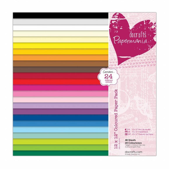 Papermania Coloured Paper Pack 12x12 Inch (48pk)