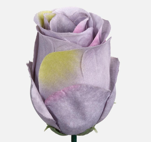 Artificial Rose bud head grey with green edge