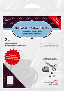 Scrapbook Adhesives 3D Foam Creative Sheets White Small (2pcs)