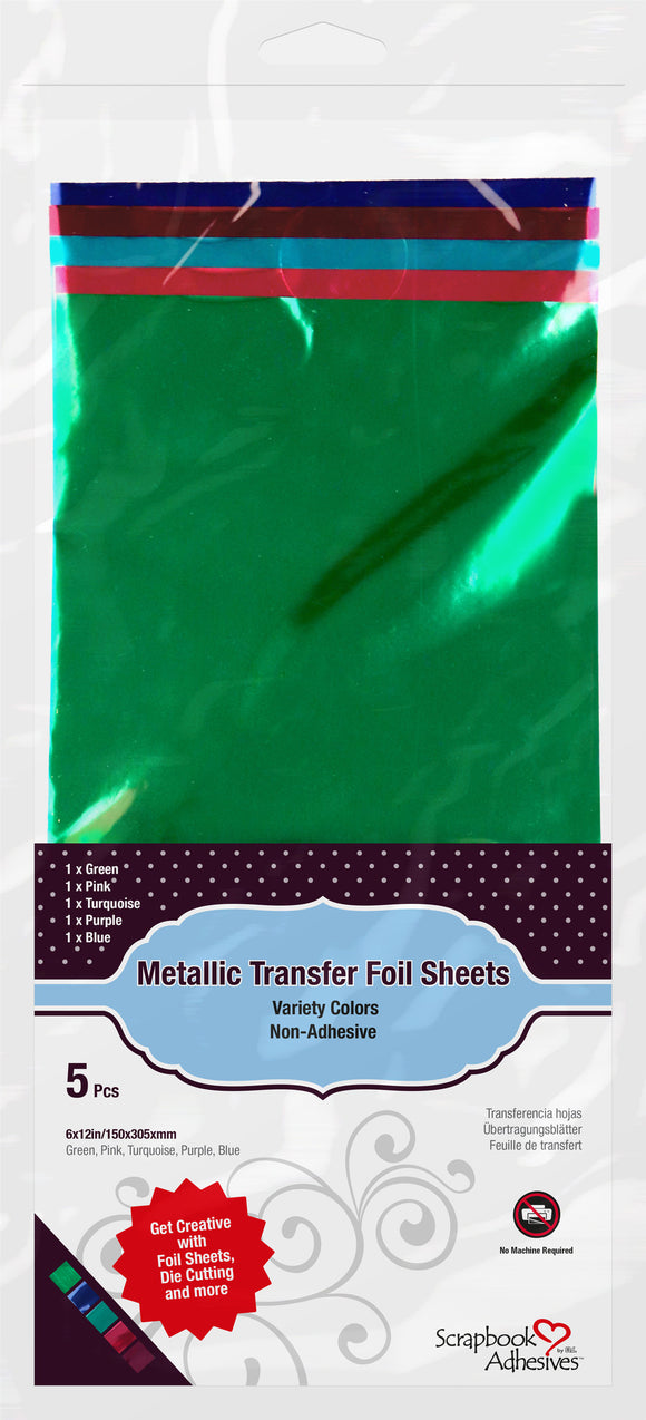 Scrapbook Adhesives Metallic Transfer Foil Sheets Variety (5pcs)
