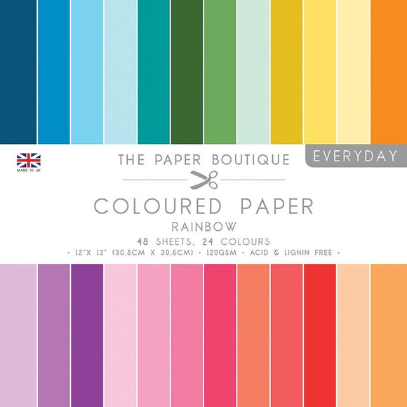 The Paper Boutique Everyday Colored Paper 12x12 Inch Pack Rainbow