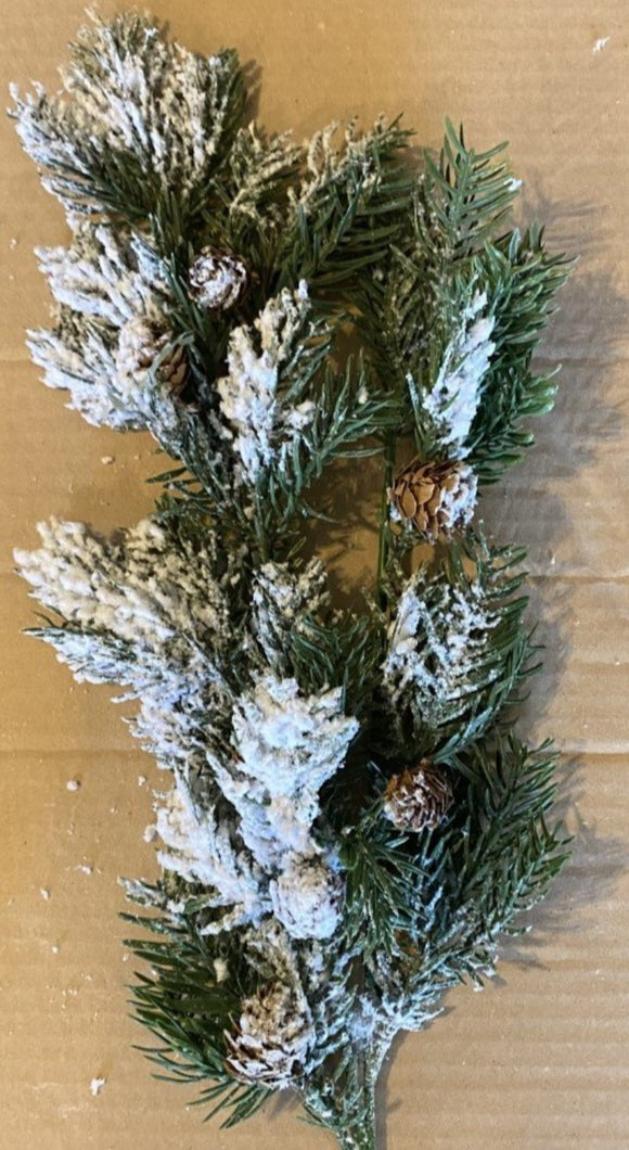 Frosted Spruce Twig with Cones
