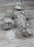 6 Pack Clear Christmas Baubles 8cm