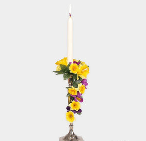 Artificial floral candlestick decoration